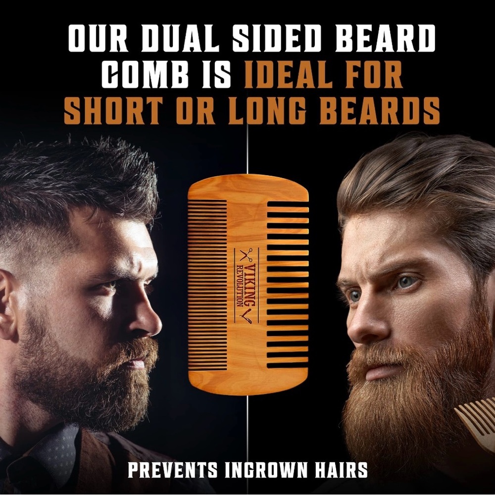 2 Pack NIB Beard Comb & Brush Set w/ Travel Pouch - Picture 4 of 4